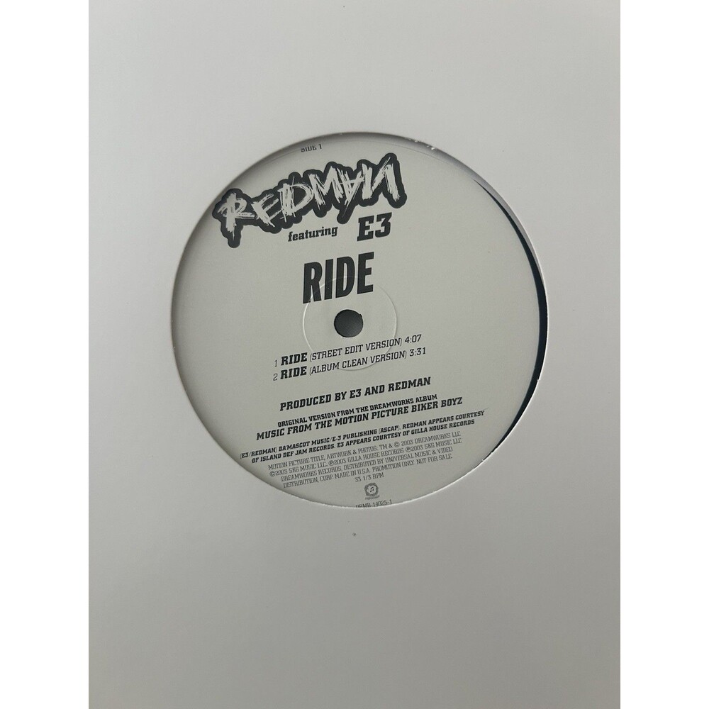 Redman Ride Biker Boyz Soundtrack Single Promo Vinyl Record 2003 - Unused - New